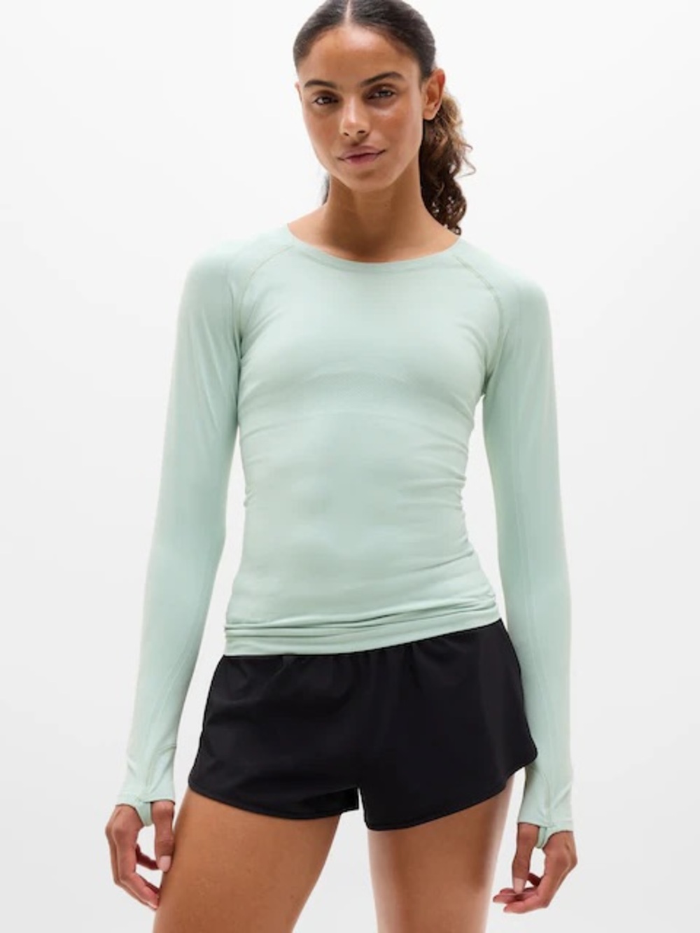 Athleta Momentum Seamless Long Sleeve Top in Mint Women’s Size XL Athletic Shirt
